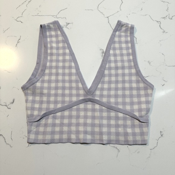 Zara lilac gingham cropped top Sz Medium - Picture 2 of 5